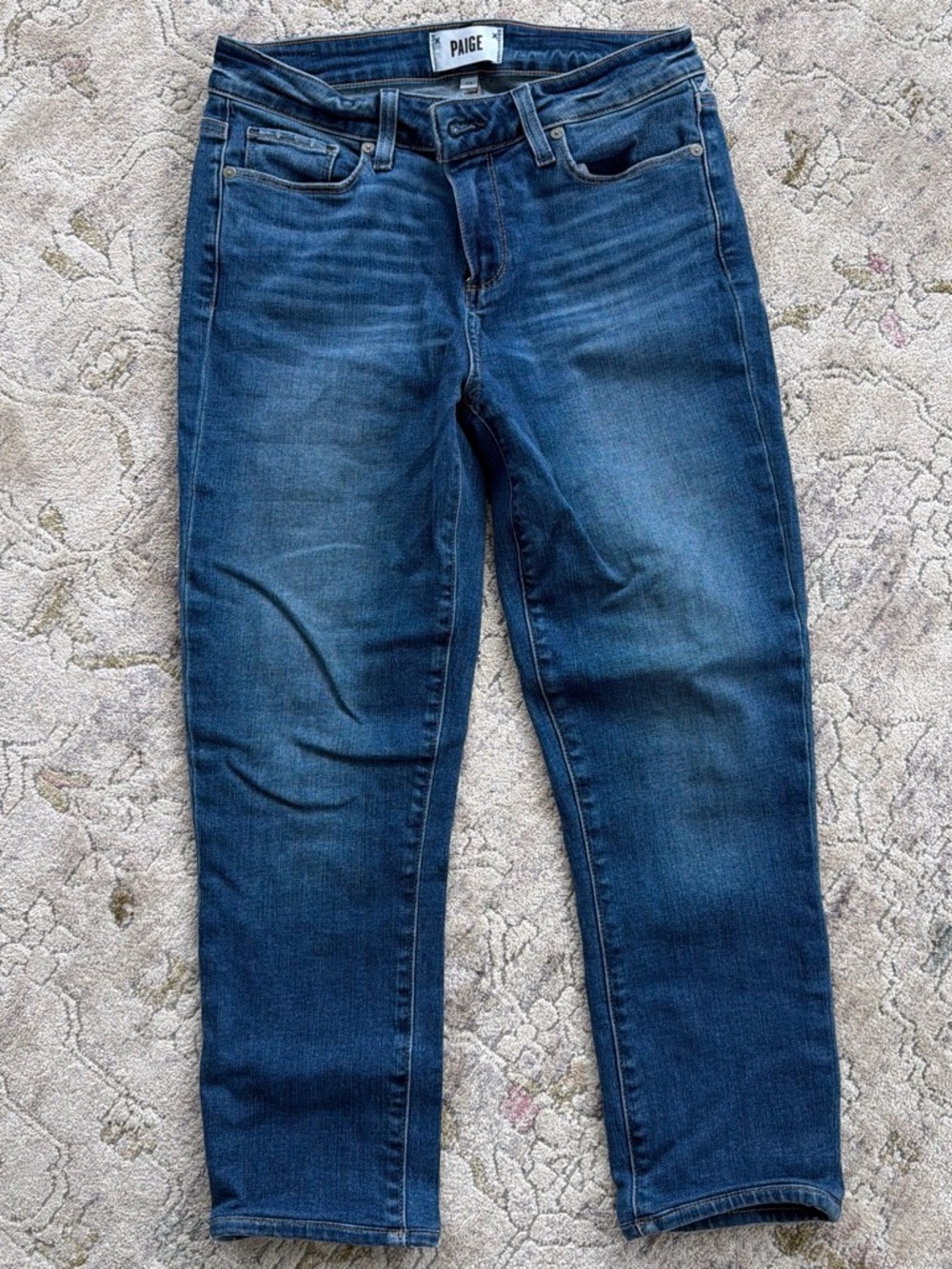 PAIGE Dark Blue Straight Leg Jeans